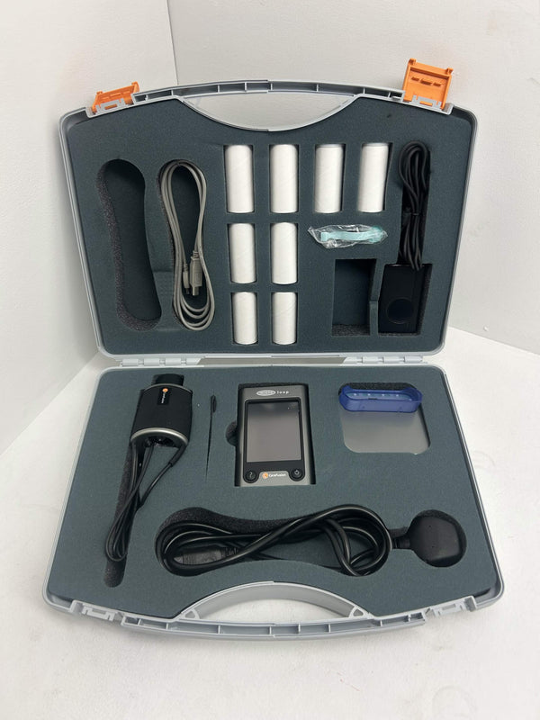 CareFusion MicroLoop Spirometer with Turbine Transducer, Docking Cradle and Carry Case – Powers On