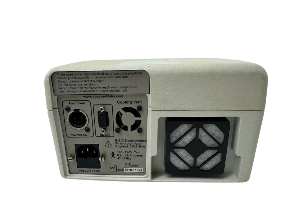 Back panel – NIPPY Junior+ Pediatric Ventilator with tubing ports