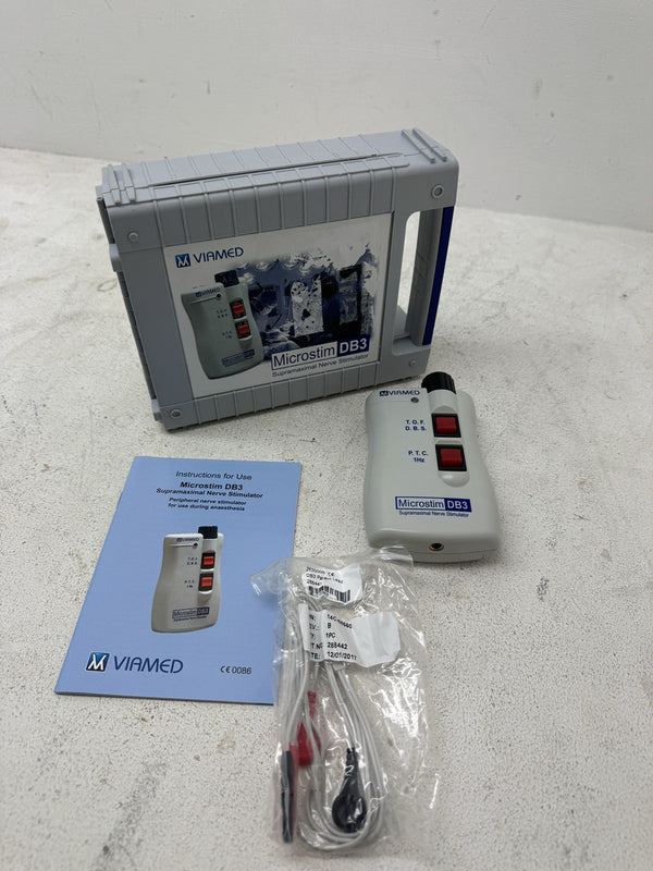 Viamed Microstim DB3 Supramaximal Nerve Stimulator with Case & Leads