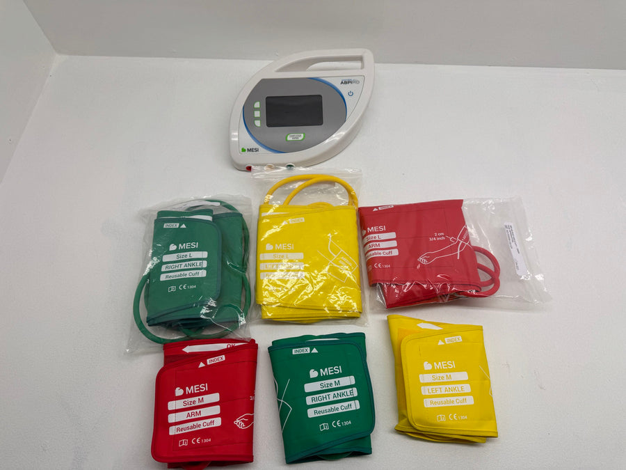 MESI Automated ABPI MD Ankle Brachial Pressure Index Device with 6 Reusable Cuffs and Power Supply – Powers On