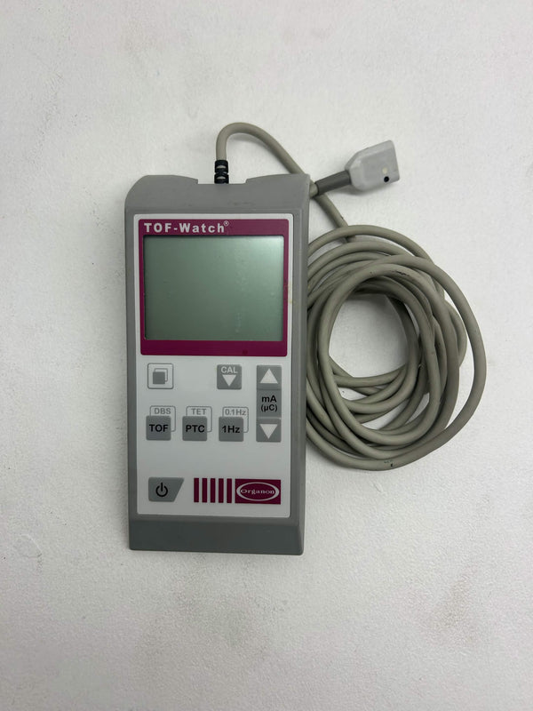 Organon TOF-Watch Neuromuscular Transmission Monitor (No Battery Door, No Stim Leads) – Powers On